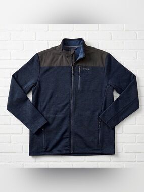 Orvis Men’s Large Blue Gray Full Zip Performance Fleece Jacket Zippered Pockets